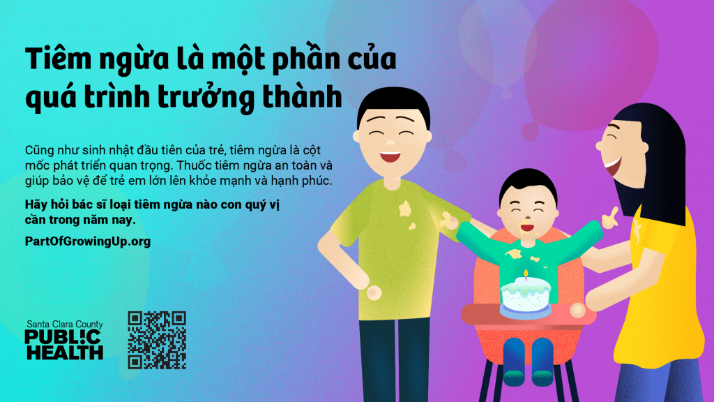 First birthday graphic in Vietnamese